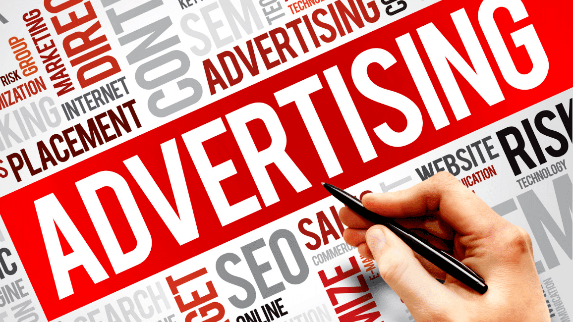 the word advertising with a another words around